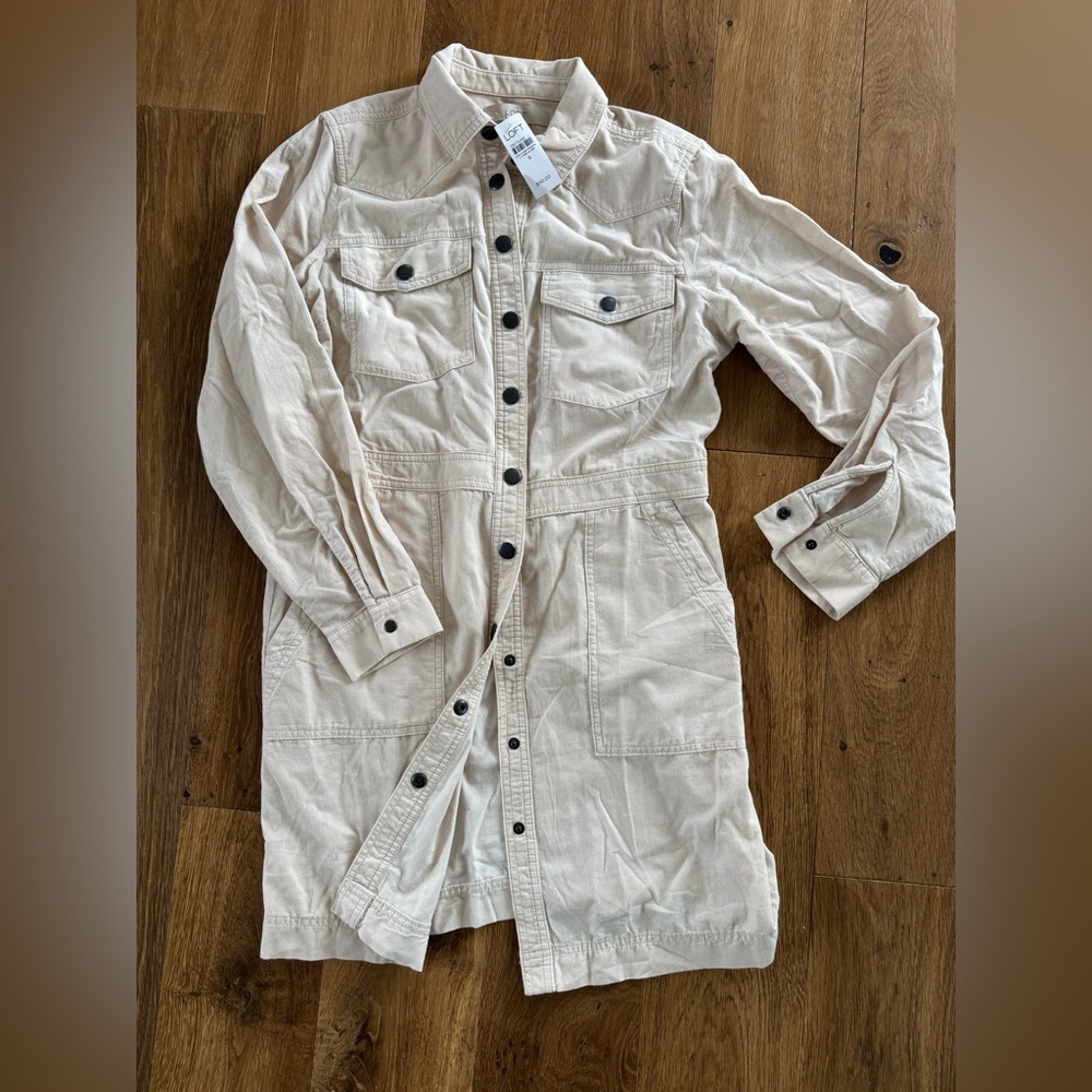 LOFT Cream Long Sleeve Dress